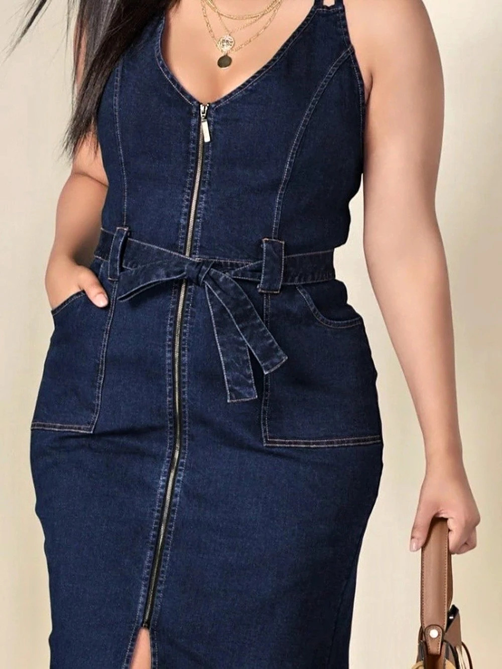 Venus Denim Dress With Zipper Denim Mini Dress Blue Like New